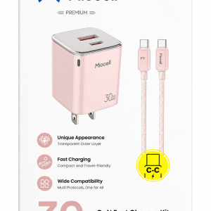 KIT PREMIUM CARGADOR + CABLE C-C 30W CARGA RÁPIDA MICCELL (VQ-T16)